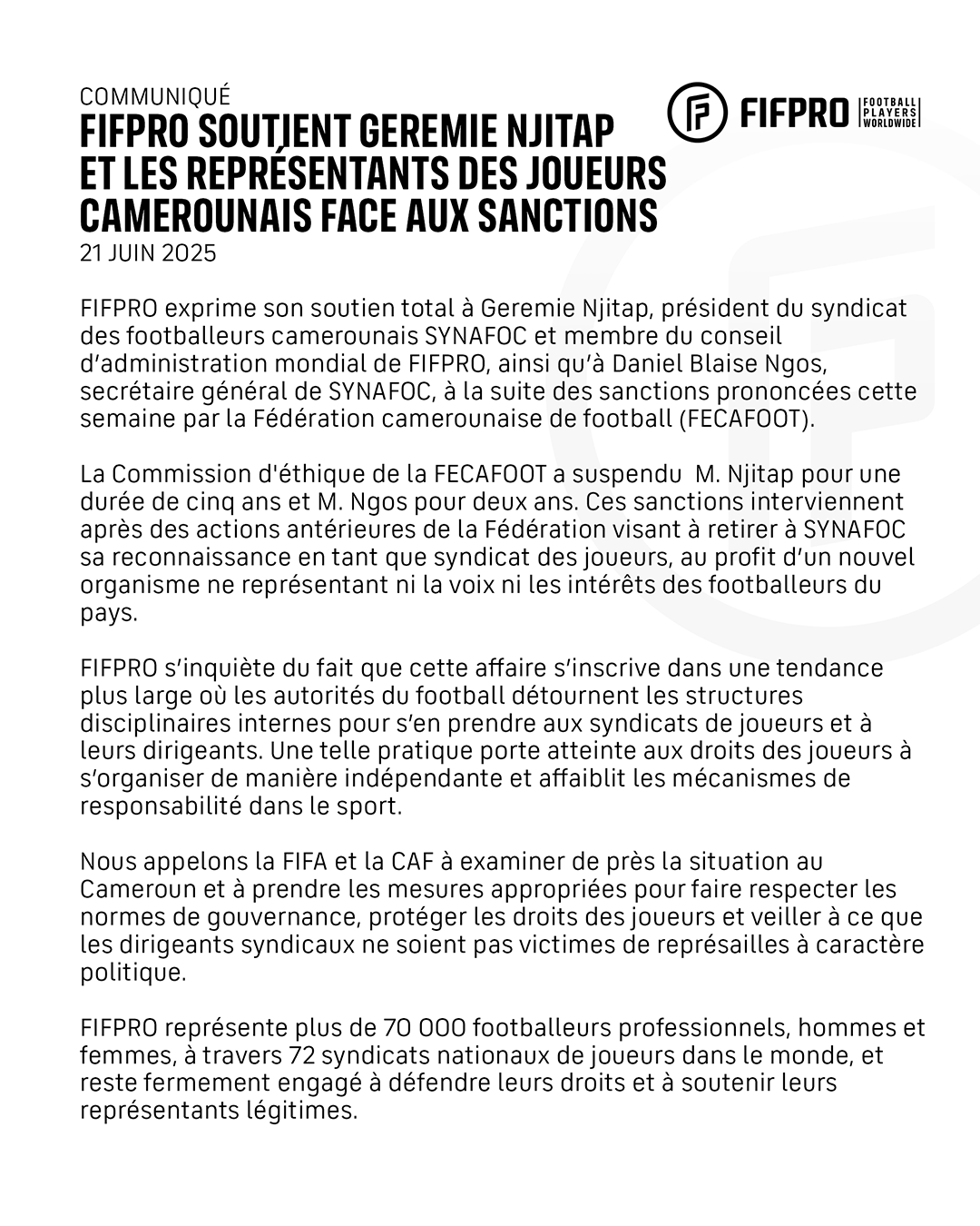 Communiqué de presse